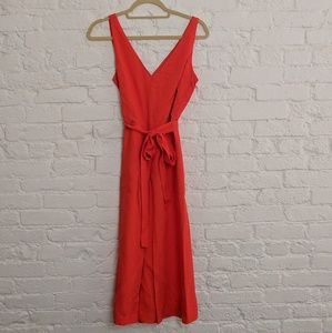 Red linen jumpsuit